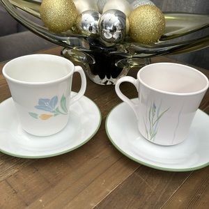 Corning Wear Friendship & Shadow IrisVintage 90’s Tea Coffee Cups & Saucers